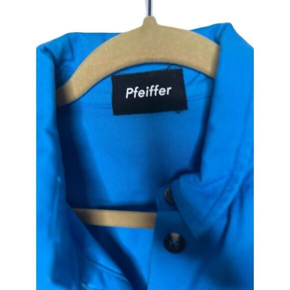 Pfifer Forbes Mini Dress in Pool Blue Size M Revolve Shirt Classic Asymmetrical - Picture 10 of 14